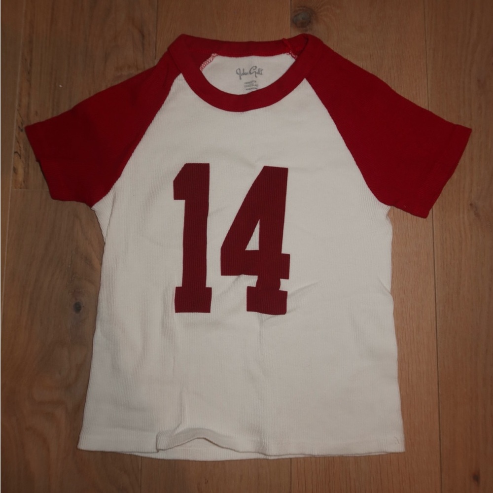 Brandy Melville White and Red 14 Tee Shirt